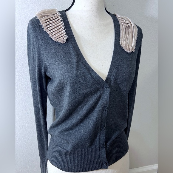 Simply Vera Wang Gray Button up Cardigan Sweater size S Lightweight Cotton NWOT - Picture 3 of 6